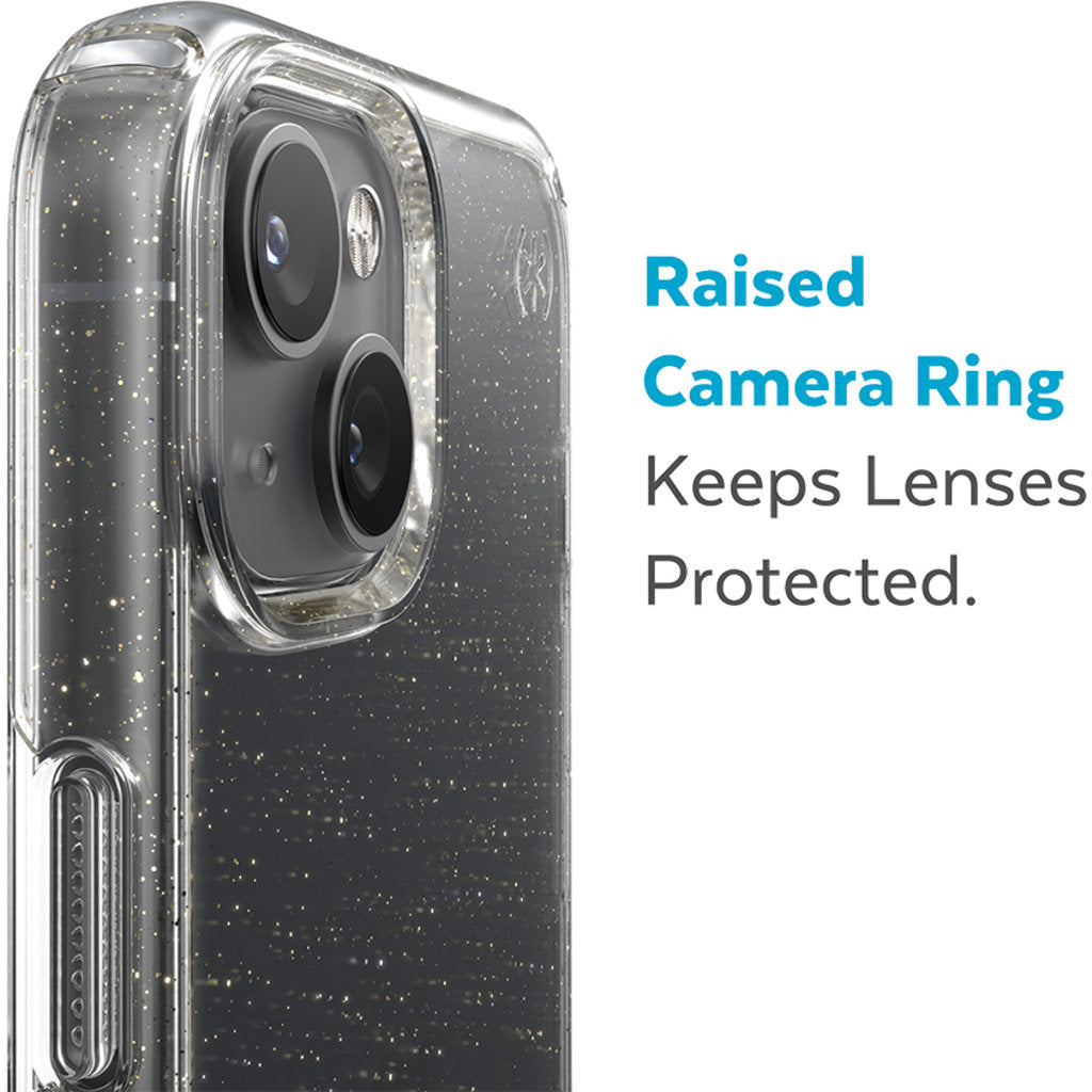 Speck Presidio Perfect Clear Glitter Apple iPhone 14 Plus/15 Plus Clear / Gold Glitter - with Microban