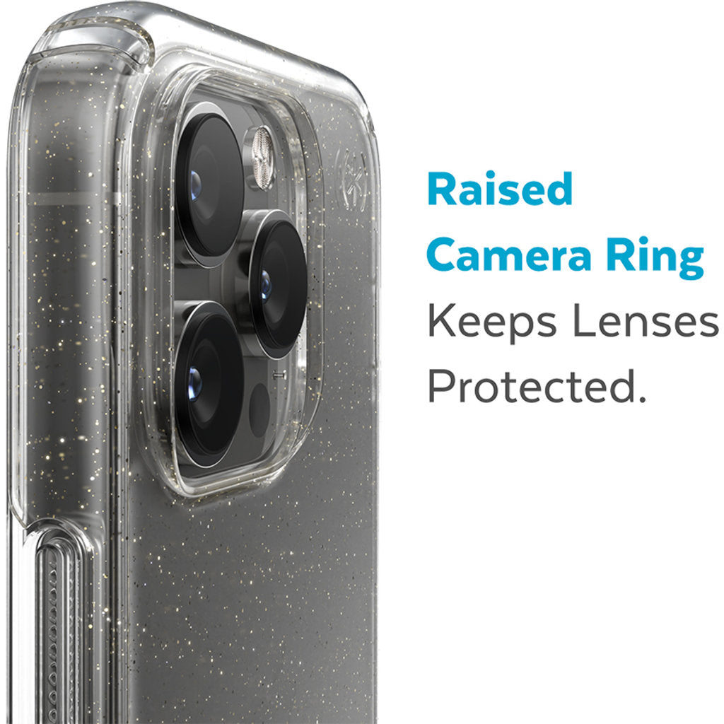 Speck Presidio Perfect Clear Glitter Apple iPhone 14 Pro Clear / Gold Glitter - with Microban
