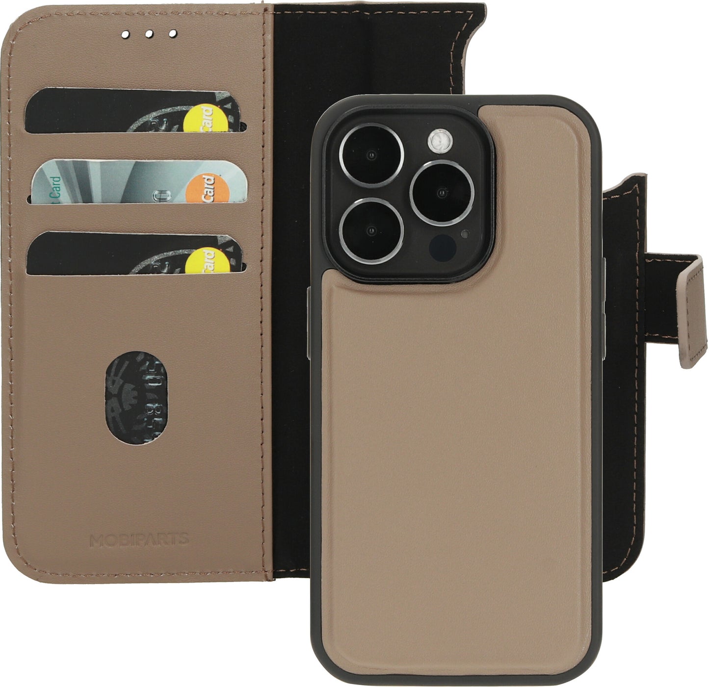 Mobiparts Leather 2 in 1 Wallet Case Apple iPhone 15 Pro Taupe
