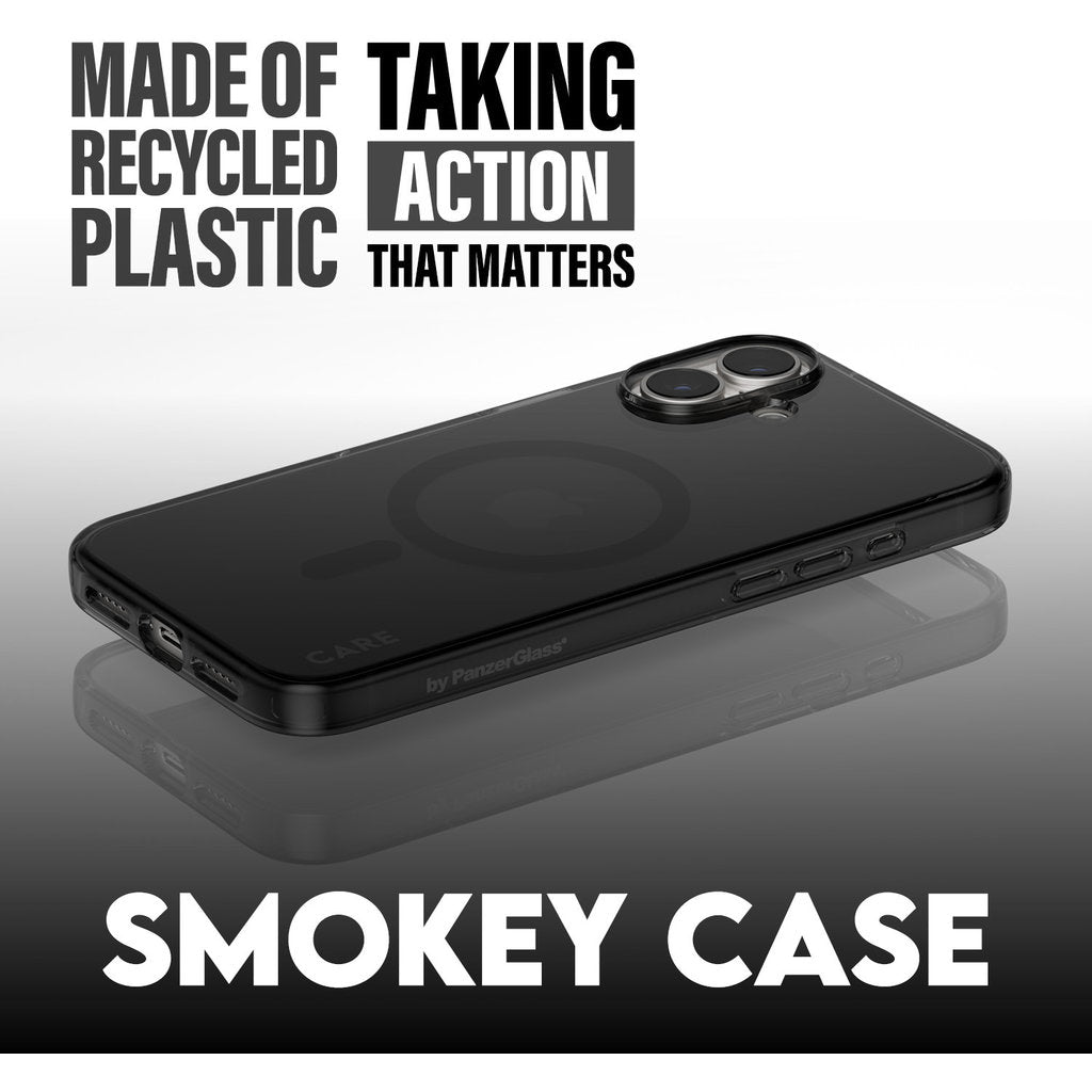 CARE by PanzerGlass Flagship Case Smokey Urban Combat w. Black MagSafe iPhone 16