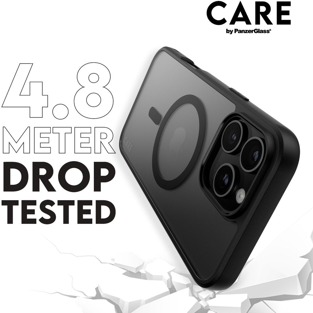 CARE by PanzerGlass Flagship Case Transparent Urban Combat w. Black Frame & MagSafe iPhone 16 Pro Max