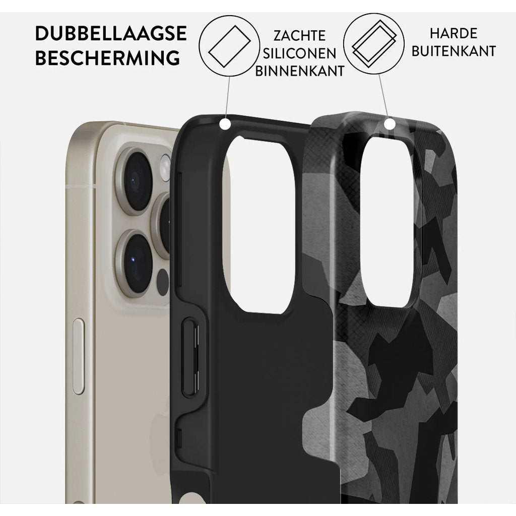 Burga Tough Case Apple iPhone 16e - Night Black Camo
