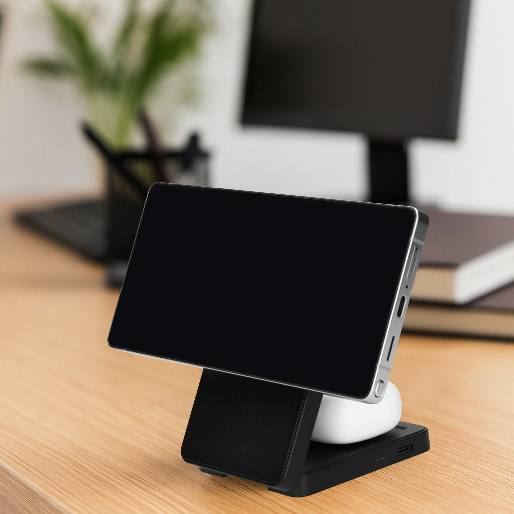 Mobiparts Foldable Wireless 3 in 1 Charger 15W for Samsung Galaxy Watch