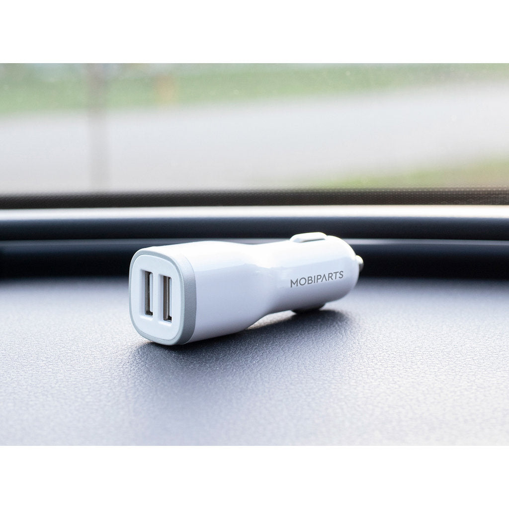 Mobiparts Car Charger Dual USB 12W/2.4A White