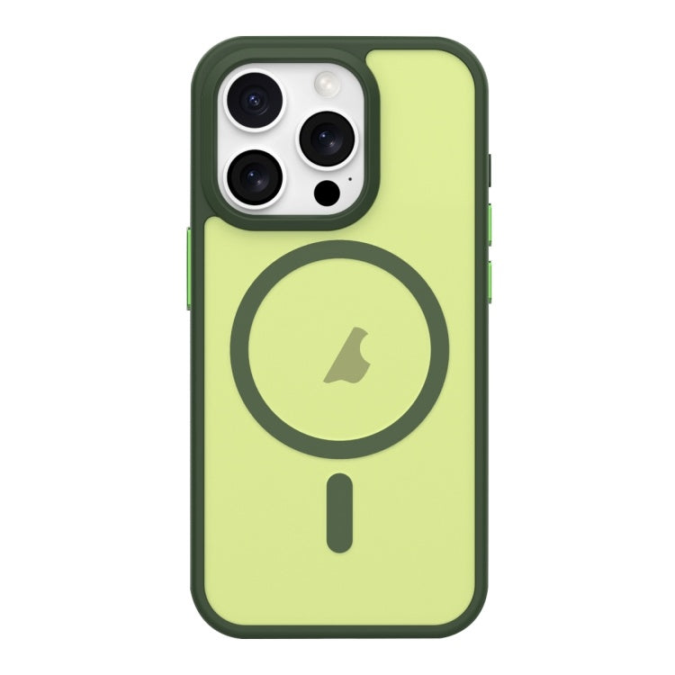 iPhone 14 Pro Max metalen knop huidgevoel mat MagSafe schokbestendig telefoonhoesje (groen)