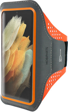 Mobiparts Comfort Fit Sport Armband Samsung Galaxy S21 Ultra Neon Orange