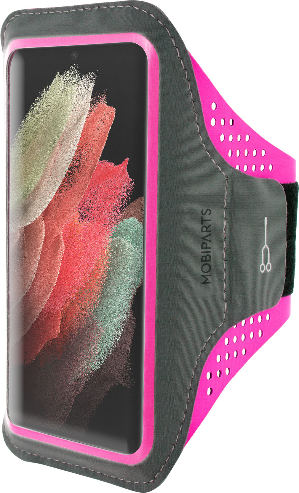 Mobiparts Comfort Fit Sport Armband Samsung Galaxy S21 Ultra Neon Pink