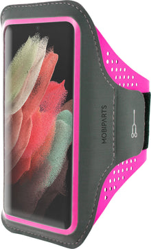 Mobiparts Comfort Fit Sport Armband Samsung Galaxy S21 Ultra Neon Pink
