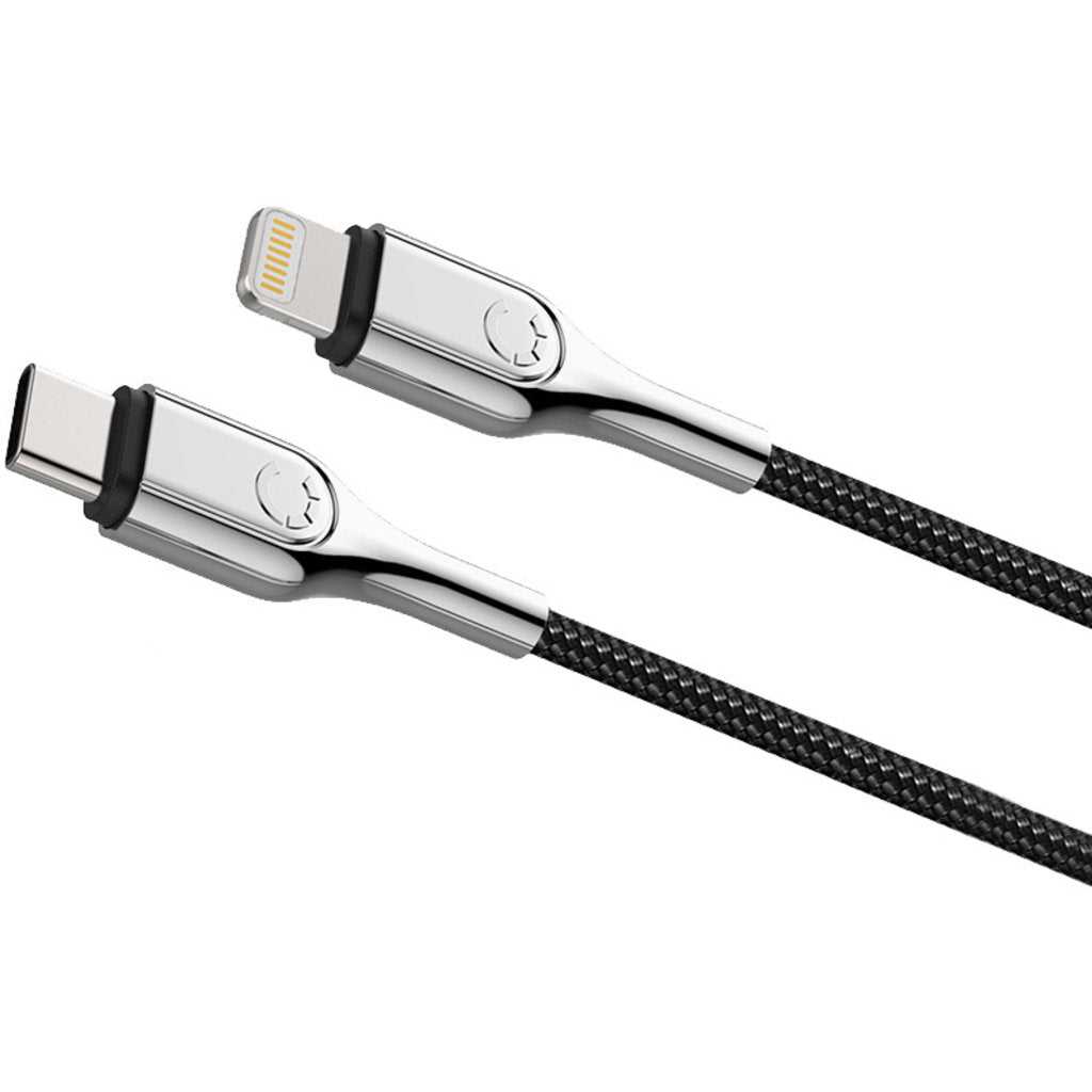 Cygnett Armoured Braided Lightning to USB-C Cable 10cm Black