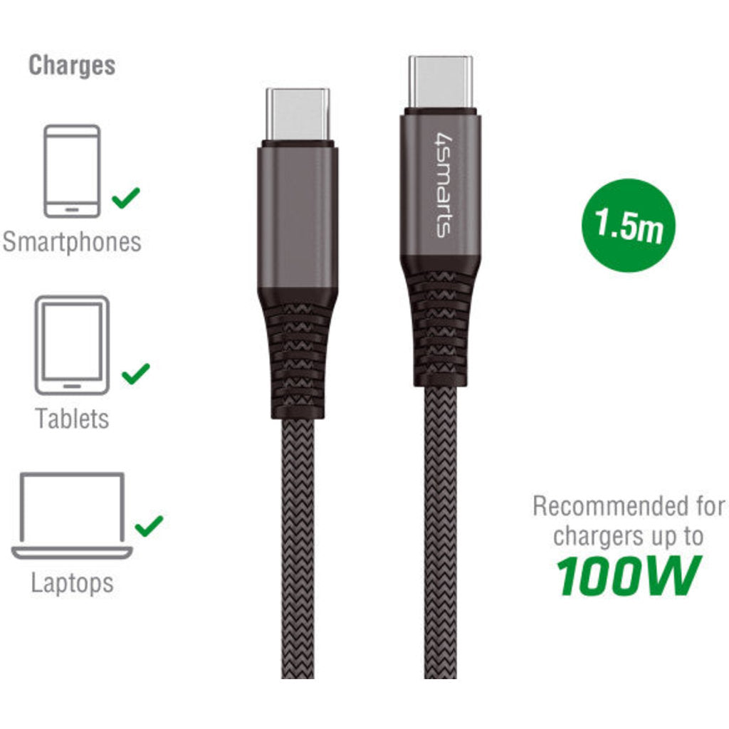 4Smarts USB-C to USB-C Cable PremiumCord 100W 1.5m Black
