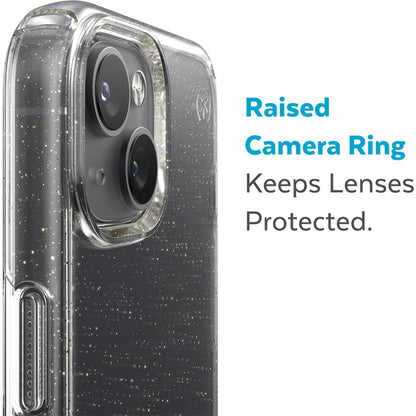 Speck Presidio Perfect Clear Glitter Apple iPhone 14 Plus/15 Plus Clear / Gold Glitter - with Microban