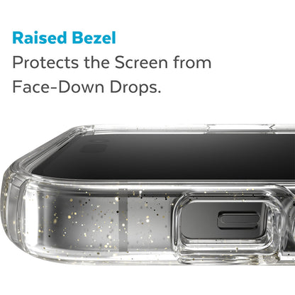 Speck Presidio Perfect Clear Glitter Apple iPhone 14 Pro Max Clear / Gold Glitter - with Microban