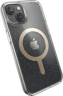 Speck Presidio Perfect Clear Glitter + MS Apple iPhone 14 Clear / Gold Glitter - with Microban