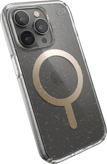 Speck Presidio Perfect Clear Glitter + MS Apple iPhone 14 Pro Clear / Gold Glitter - with Microban