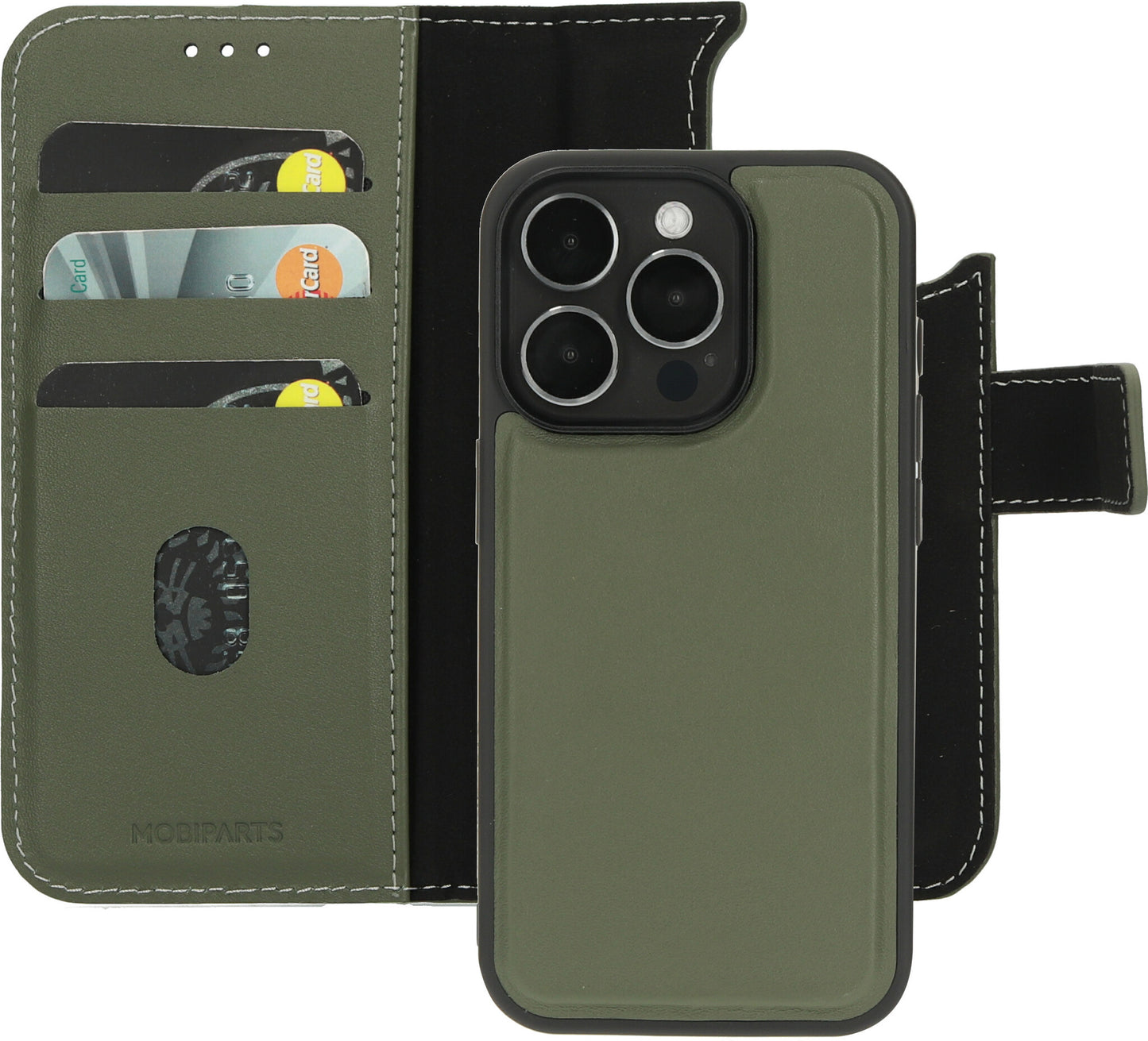 Mobiparts Leather 2 in 1 Wallet Case Apple iPhone 15 Pro Green