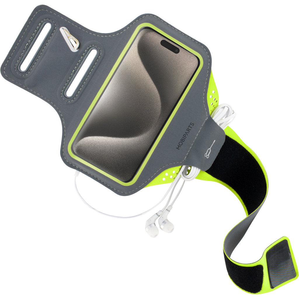 Mobiparts Comfort Fit Sport Armband Apple iPhone 15 Pro Neon Green