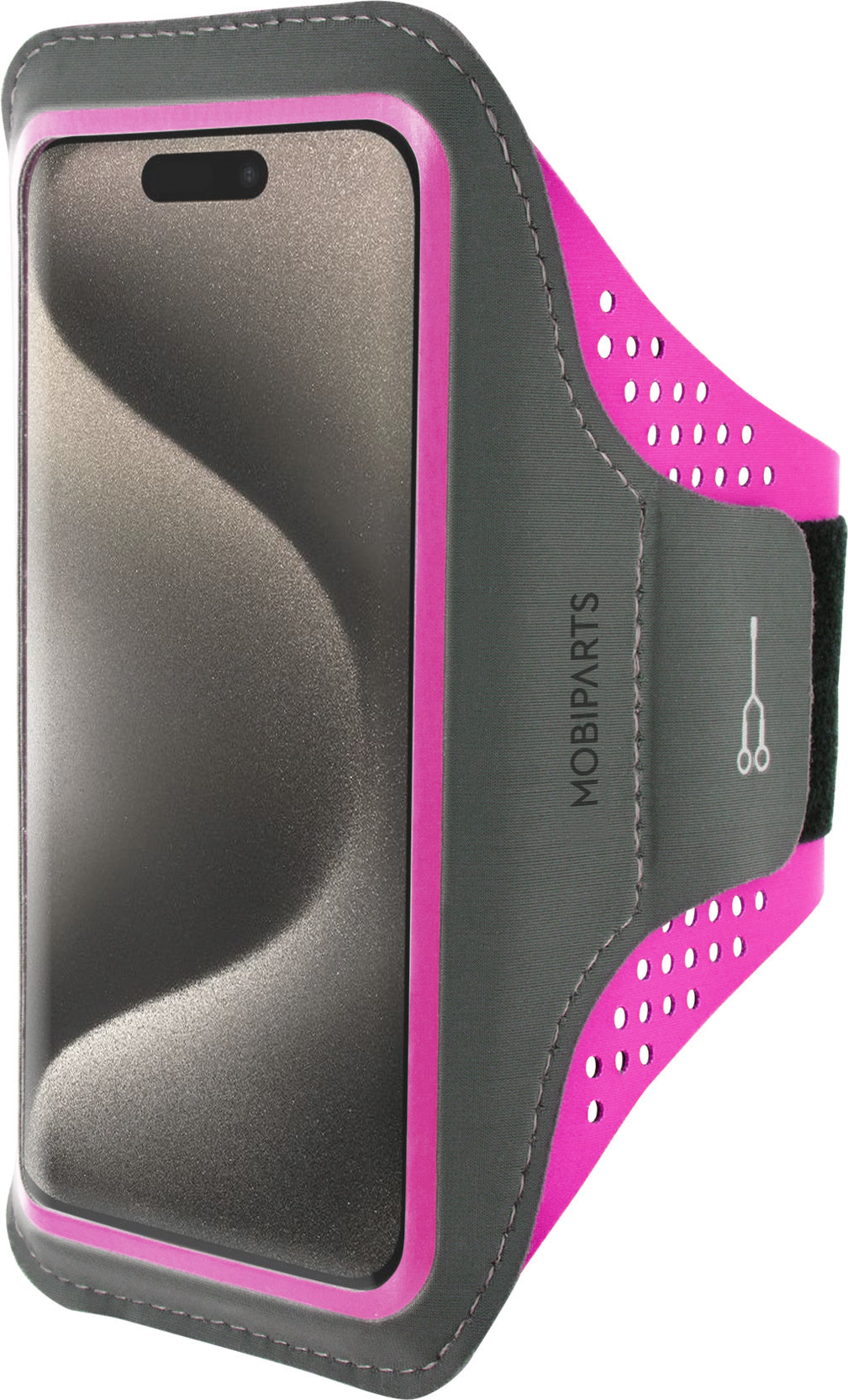 Mobiparts Comfort Fit Sport Armband Apple iPhone 15 Pro Neon Pink
