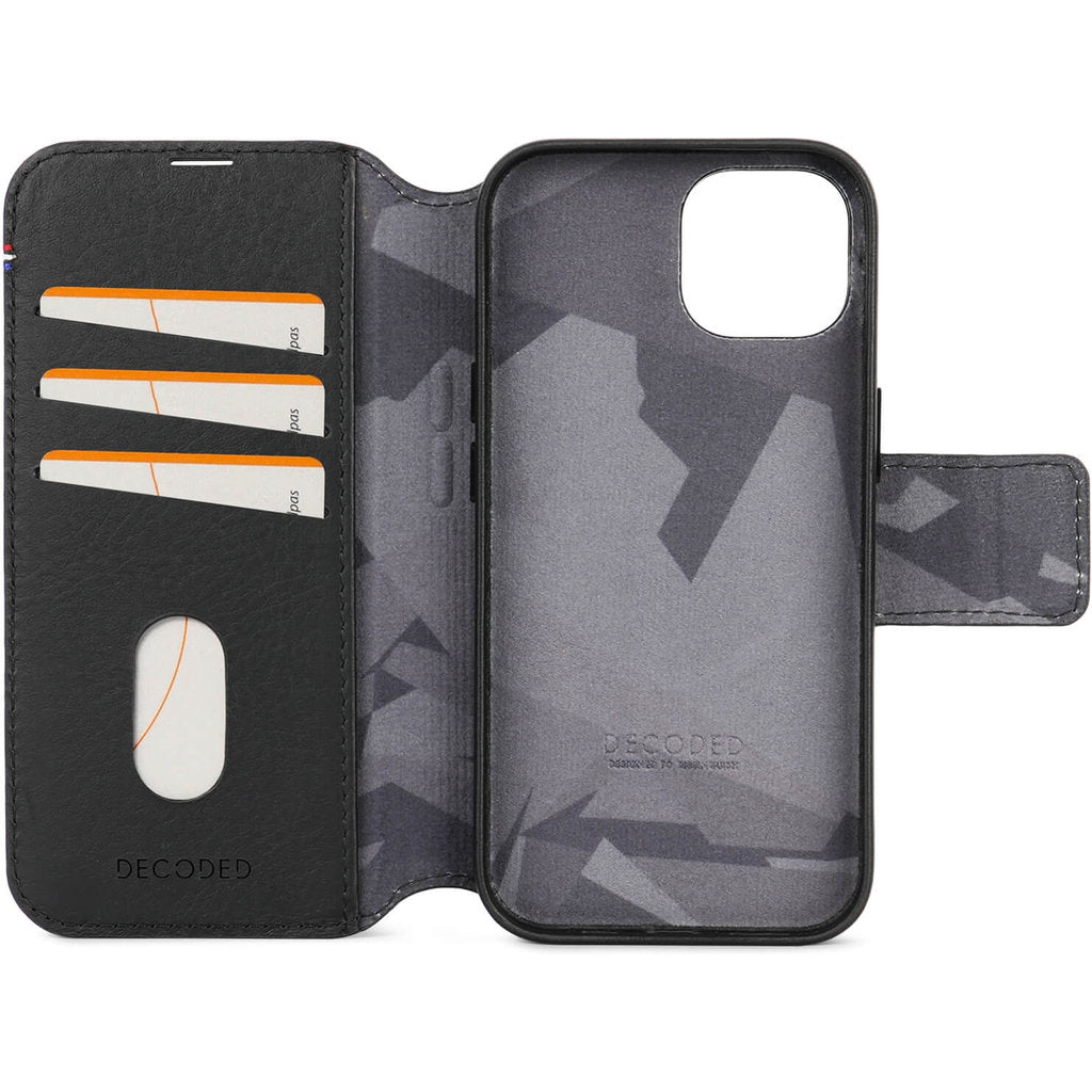 Decoded Leather Detachable Wallet Apple iPhone 15 Black