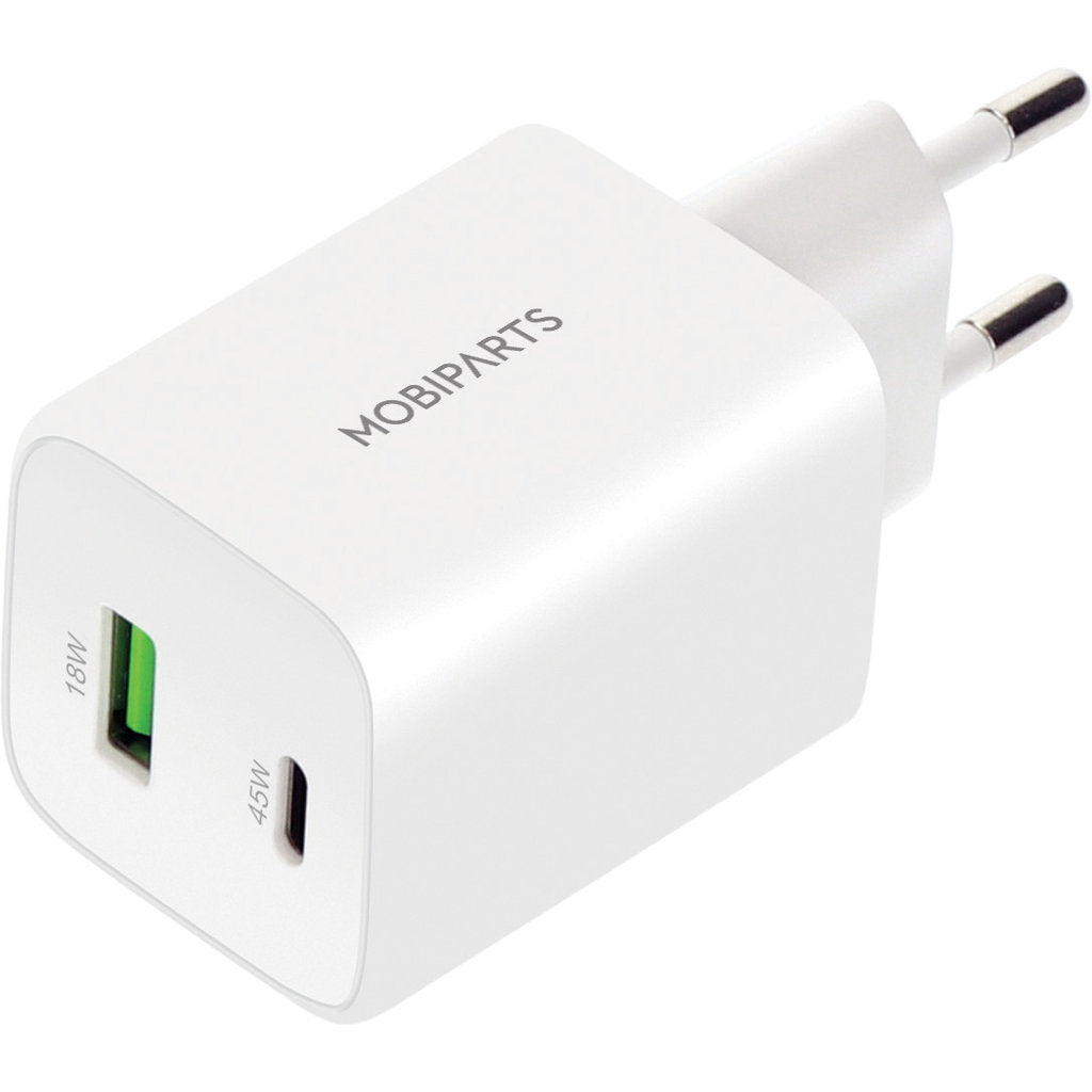 Mobiparts GaN Wall Charger USB-C/USB-A PD 3.0/QC 45W White