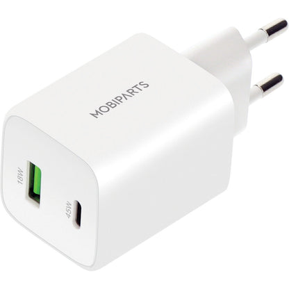 Mobiparts GaN Wall Charger USB-C/USB-A PD 3.0/QC 45W White