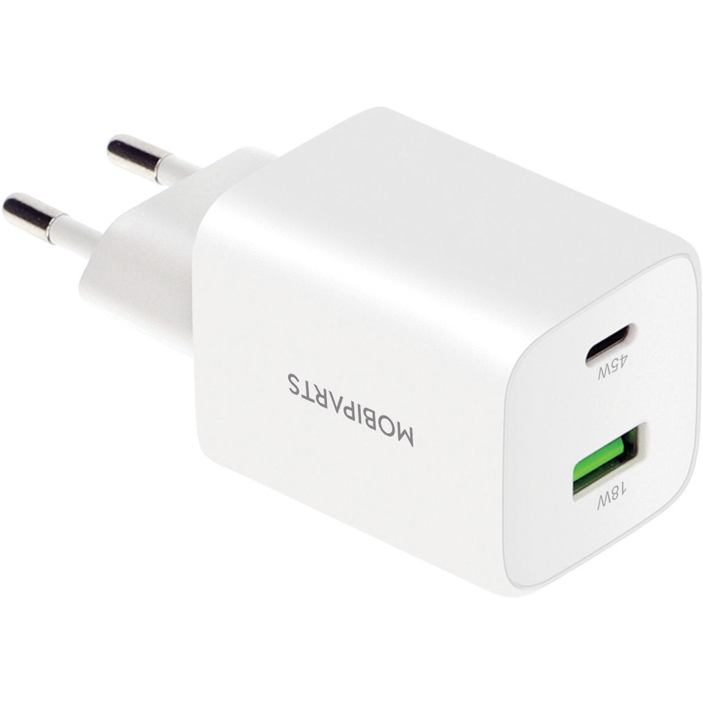 Mobiparts GaN Wall Charger USB-C/USB-A PD 3.0/QC 45W White