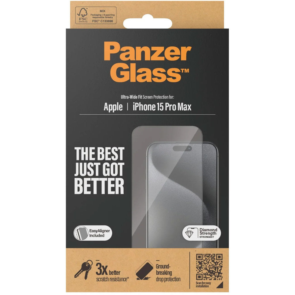 Panzerglass iPhone 15 Pro Max - Ultra-Wide Fit with EasyAligner