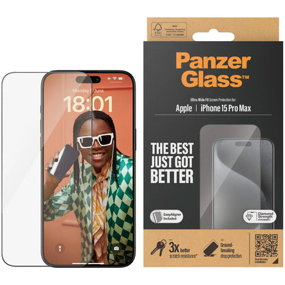 Panzerglass iPhone 15 Pro Max - Ultra-Wide Fit with EasyAligner