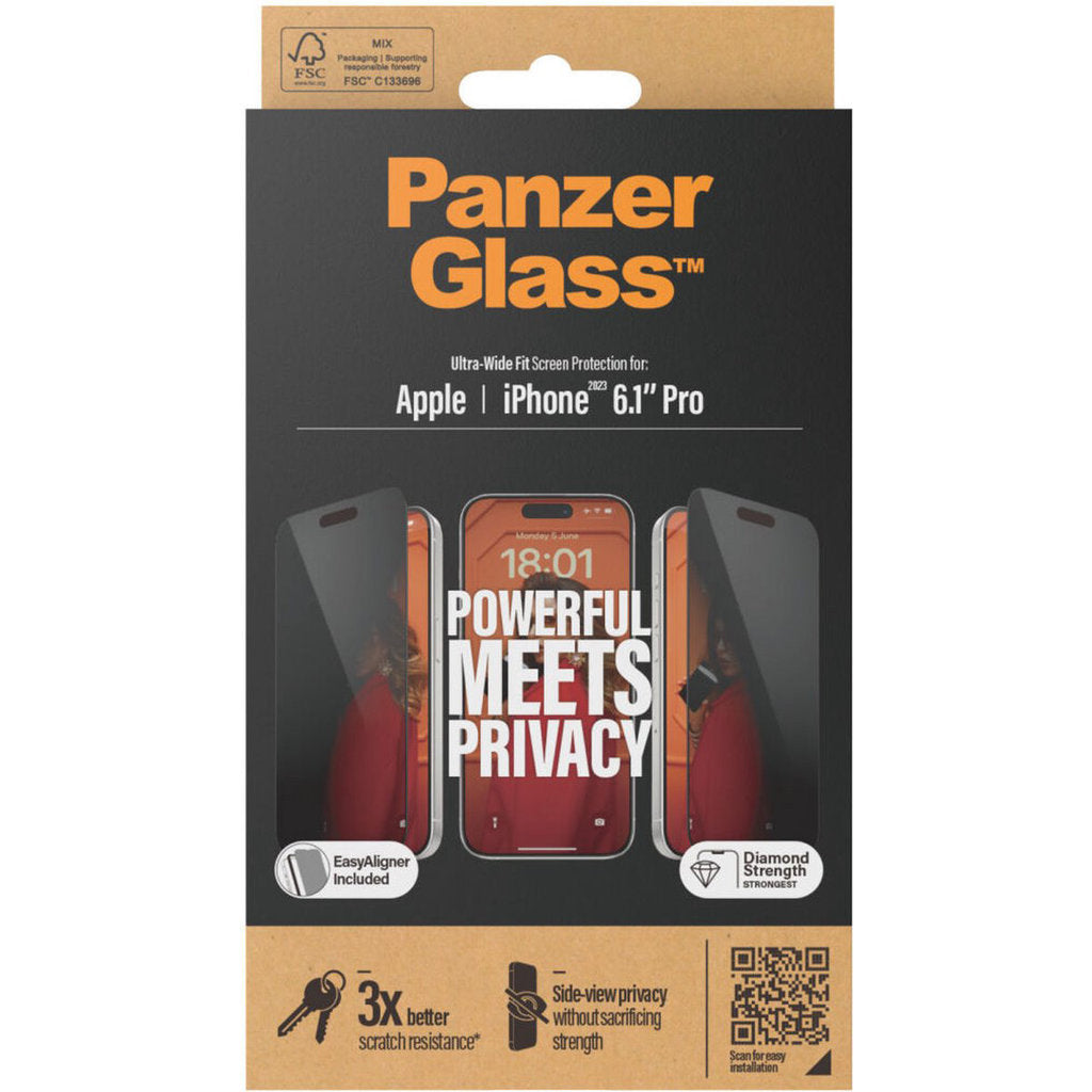 Panzerglass iPhone 15 Pro-Ultra-Wide Fit Privacy with EasyAligner
