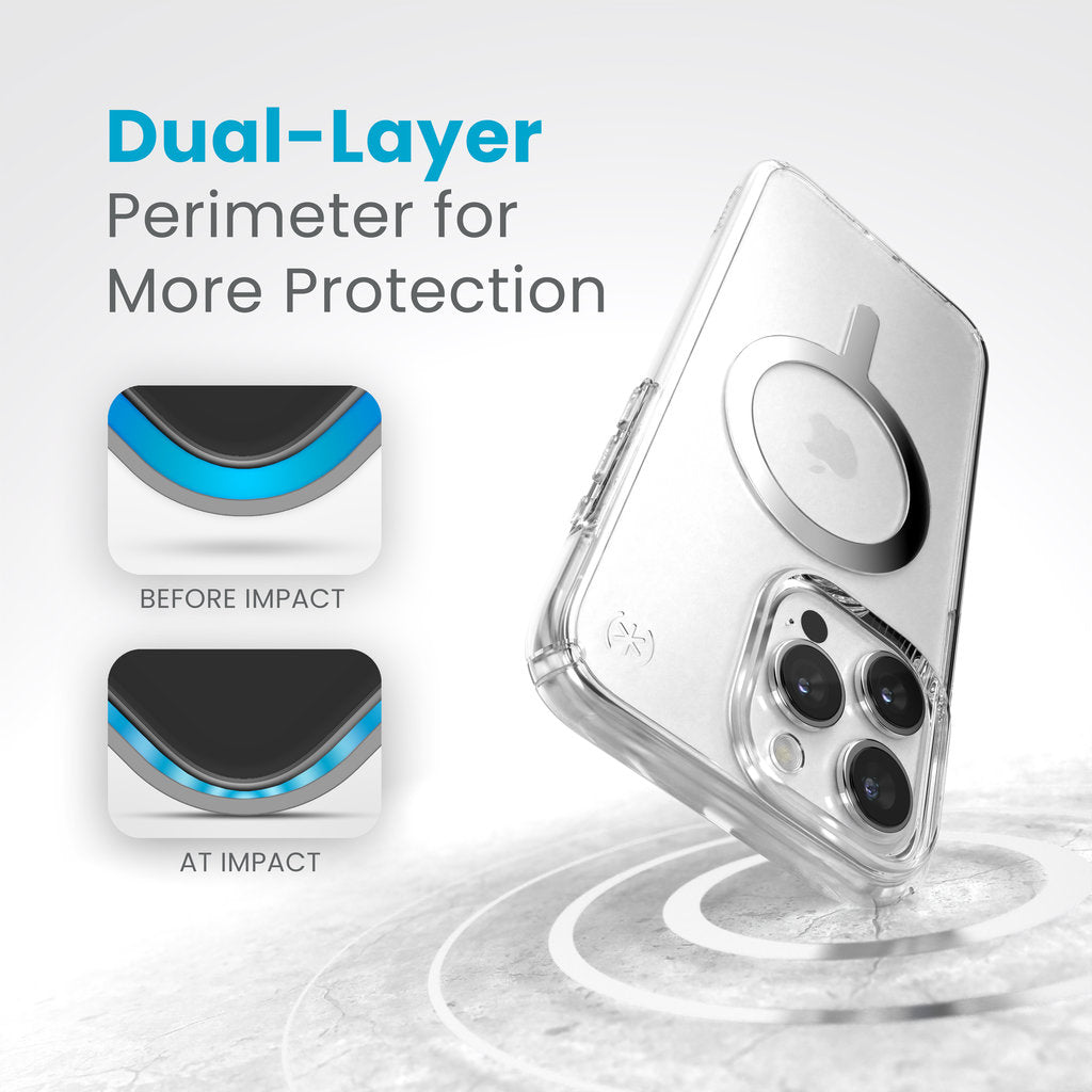 Speck Presidio Perfect Clear + MS Apple iPhone 15 Pro Max Clear - with Microban