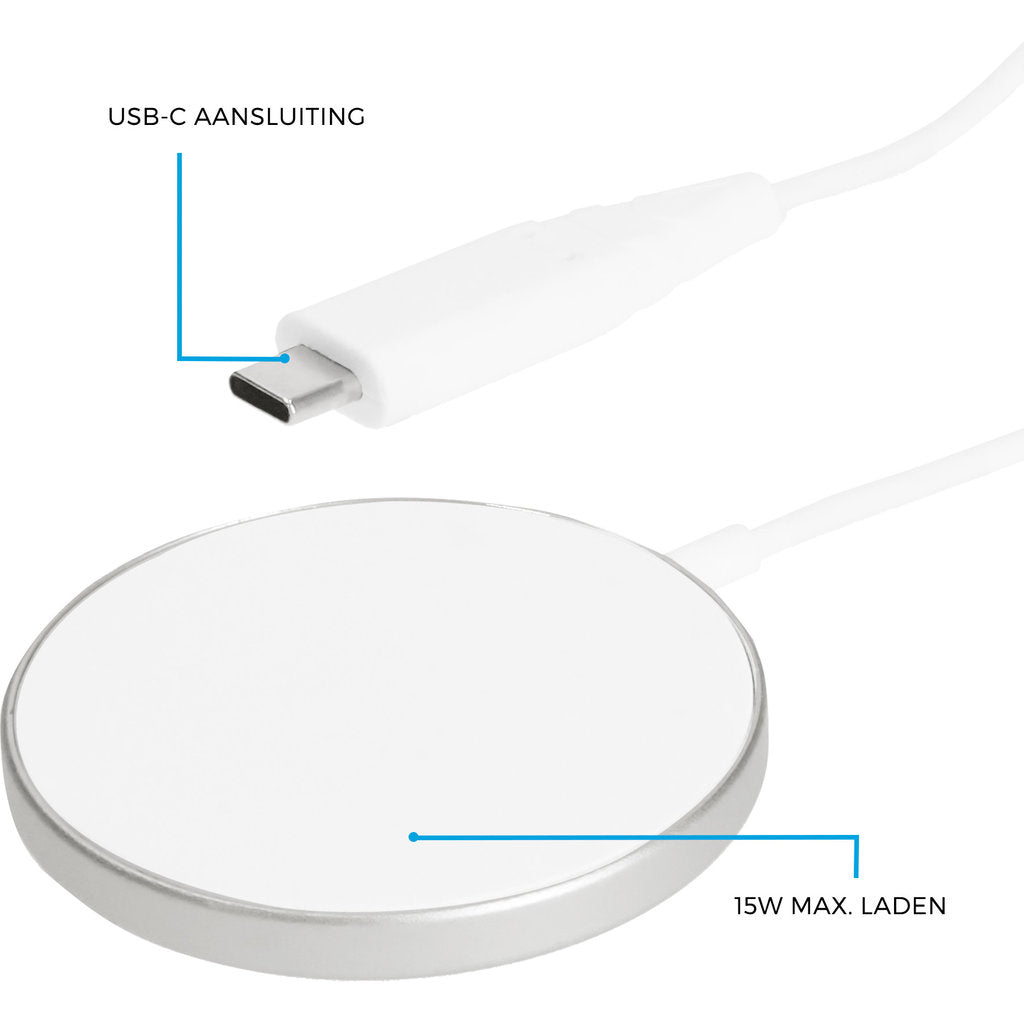 Mobiparts Wireless MagSafe Compatible Charger 15W Flat White