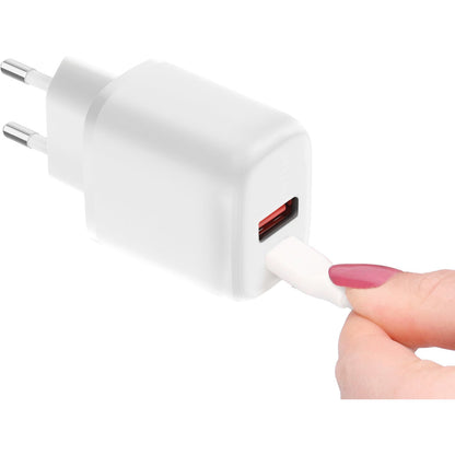 Mobiparts Wall Charger Dual USB-C/USB-A with USB-C to USB-C cable White
