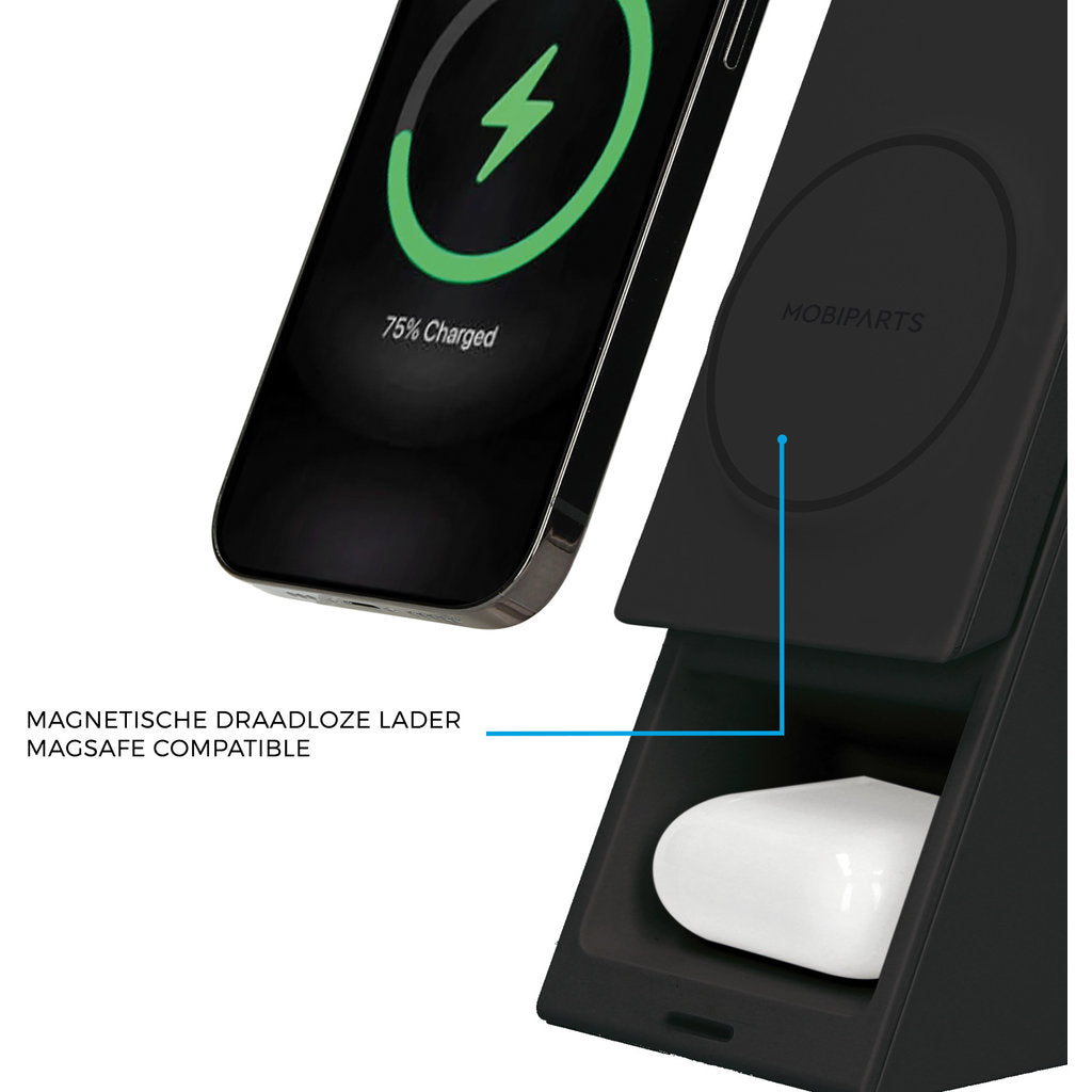 Mobiparts Wireless 3 in 1 Charger 15W Triangle Black