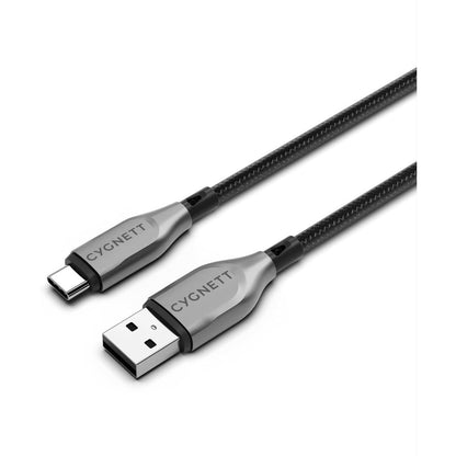 Cygnett Armoured Braided USB-C to USB Cable 2m Black