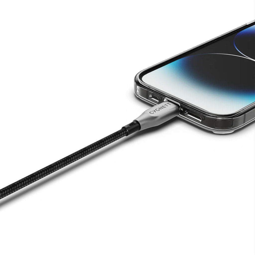 Cygnett Armoured Braided Lightning to USB-C Cable 1m Black