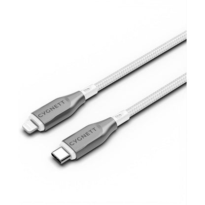 Cygnett Armoured Braided LightnIng to USB-C Cable 1m White