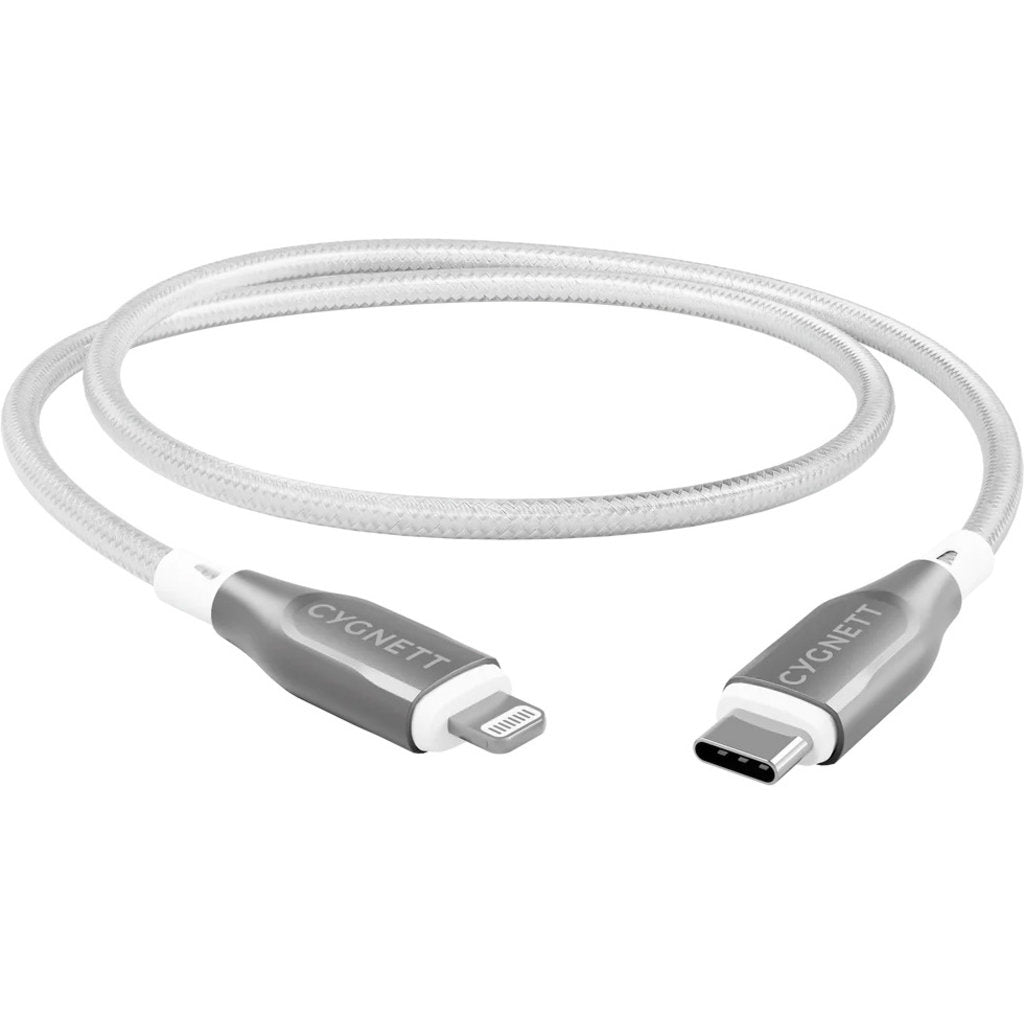 Cygnett Armoured Braided LightnIng to USB-C Cable 1m White