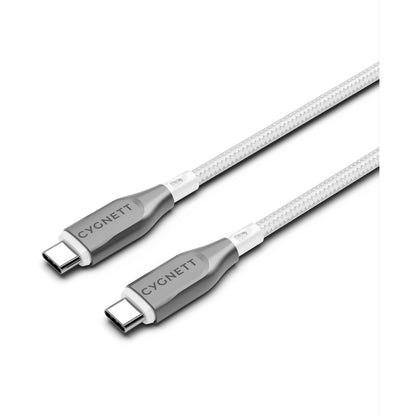 Cygnett Armoured Braided USB-C to USB-C Cable 1m White