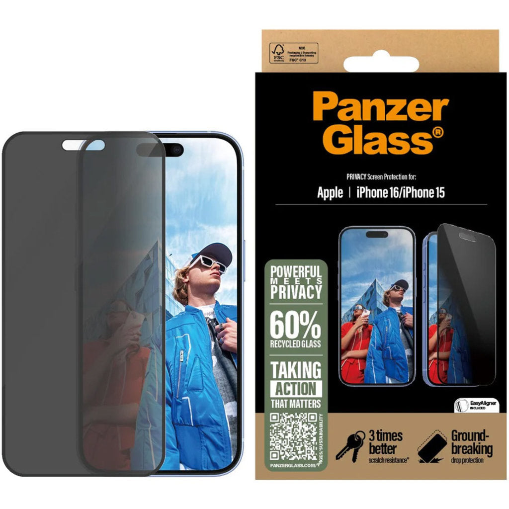 Panzerglass Apple iPhone 16/15 - Ultra-Wide Fit Privacy Glass