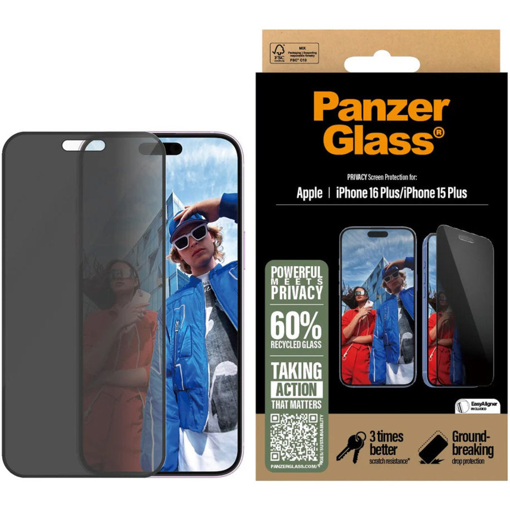 Panzerglass Apple iPhone 16 Plus/15 Plus - Ultra-Wide Fit Privacy Glass