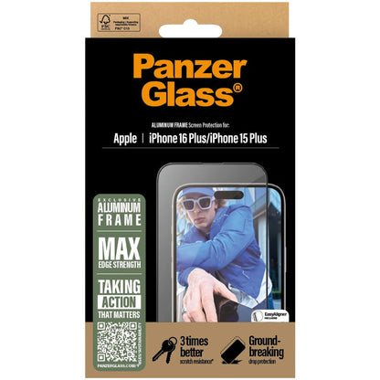 Panzerglass Apple iPhone 16 Plus/15 Plus - Ultra-Wide Fit with Aluminum Frame