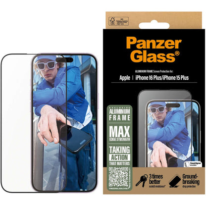 Panzerglass Apple iPhone 16 Plus/15 Plus - Ultra-Wide Fit with Aluminum Frame