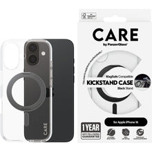 CARE by PanzerGlass Feature Case Transparent w. Black Kickstand & MagSafe iPhone 16