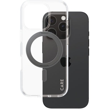 CARE by PanzerGlass Feature Case Transparent w. Black Kickstand & MagSafe iPhone 16 Pro