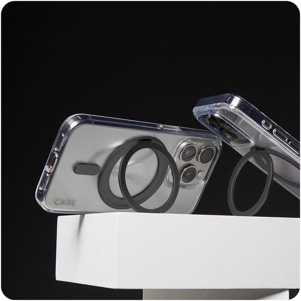 CARE by PanzerGlass Feature Case Transparent w. Black Kickstand & MagSafe iPhone 16 Pro