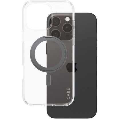 CARE by PanzerGlass Feature Case Transparent w. Black Kickstand & MagSafe iPhone 16 Pro Max