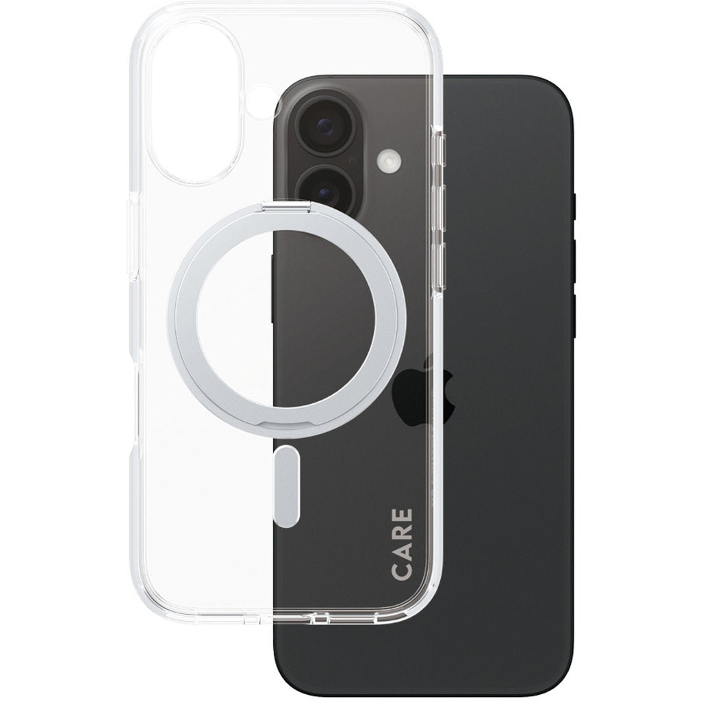 CARE by PanzerGlass Feature Case Transparent w. Silver Kickstand & MagSafe iPhone 16