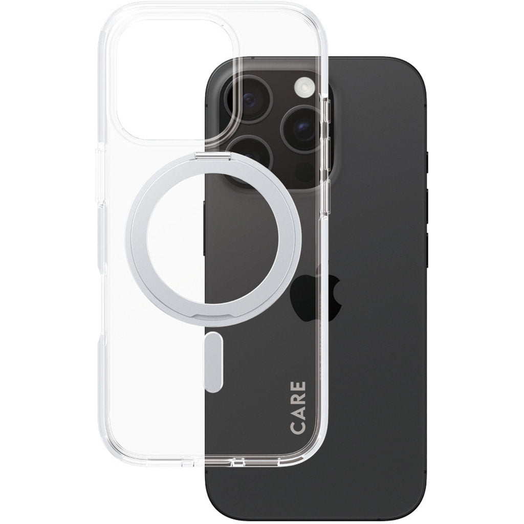 CARE by PanzerGlass Feature Case Transparent w. Silver Kickstand & MagSafe iPhone 16 Pro