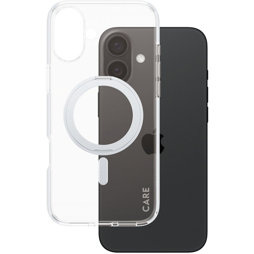 CARE by PanzerGlass Feature Case Transparent w. Silver Kickstand & MagSafe iPhone 16 Plus