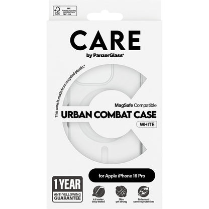 CARE by PanzerGlass Flagship Case Transparent Urban Combat w. White MagSafe iPhone 16 Pro