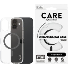 CARE by PanzerGlass Flagship Case Transparent Urban Combat w. Black MagSafe iPhone 16